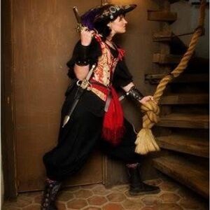 🌹 Von Lancelot Bodice in Red and Gold Brocade 🏴‍☠️